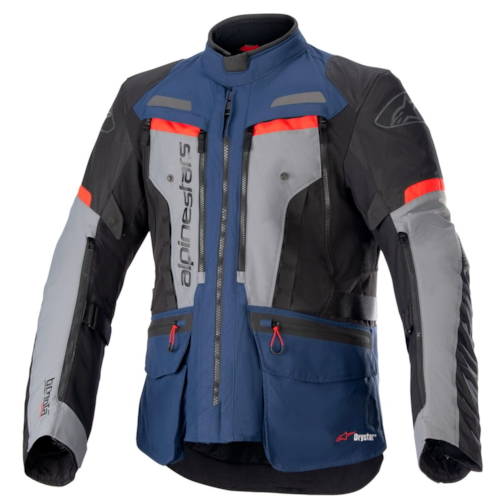 alpinestars bogotá pro drystar jacket, veste moto textile hommes, bleu foncé-noir-rouge vif, blu, uomo