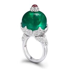 Bague Lab Emerald Statement Pour Femmes Tapis Rouge En Argent Sterling 925...
