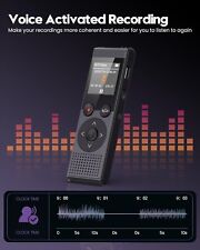 Bbeiyy | Dictaphone 128go | 3072kbps Qualité Sonore Hd | Enregistreur Vocal Neuf