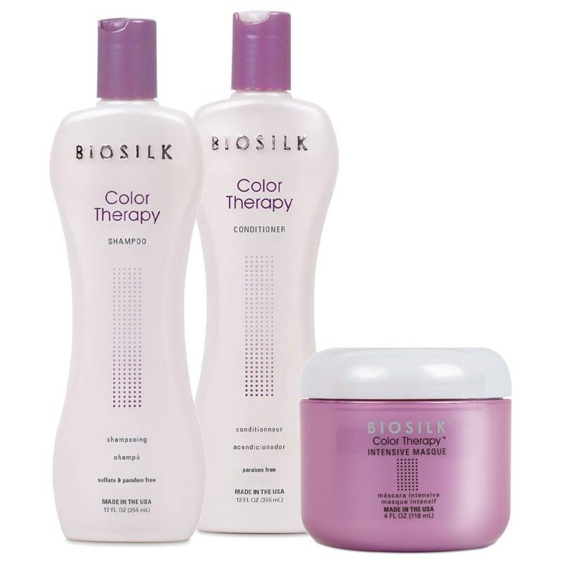 biosilk cure shampooing + conditionneur + masque color therapy