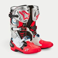 Bottes Homme Alpinestars Tech 10 Vision Argent Rouge Noir Cross Enduro Mx Boots