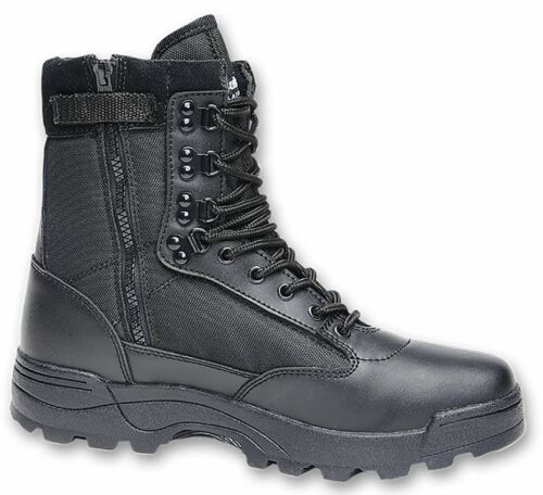 Brandit Tactical Military Combat Side Zip Boots Police Leather Footwear Black