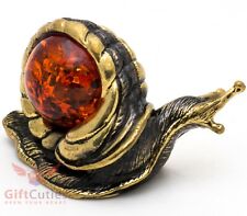 Brass Amber Figurine Of A Snail Ironwork