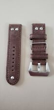 Brown Leather Strap Orange With Buckle 24mm Fits Panerai 