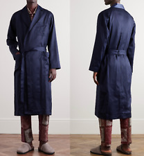 Cdlp Tencel™ Lyocell Bleu Satin Belted Robe Manteau Peignoir Parka Neuf S