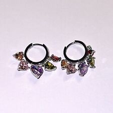 Colorful Stones And Silver Earings/size 1.2cm/new