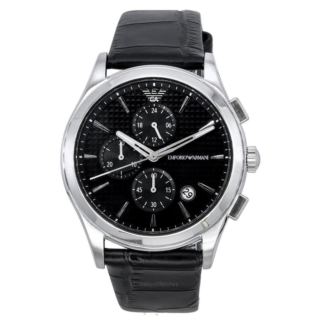 creation watches montre emporio armani paolo chronographe cadran noir quartz ar11530 pour homme donna