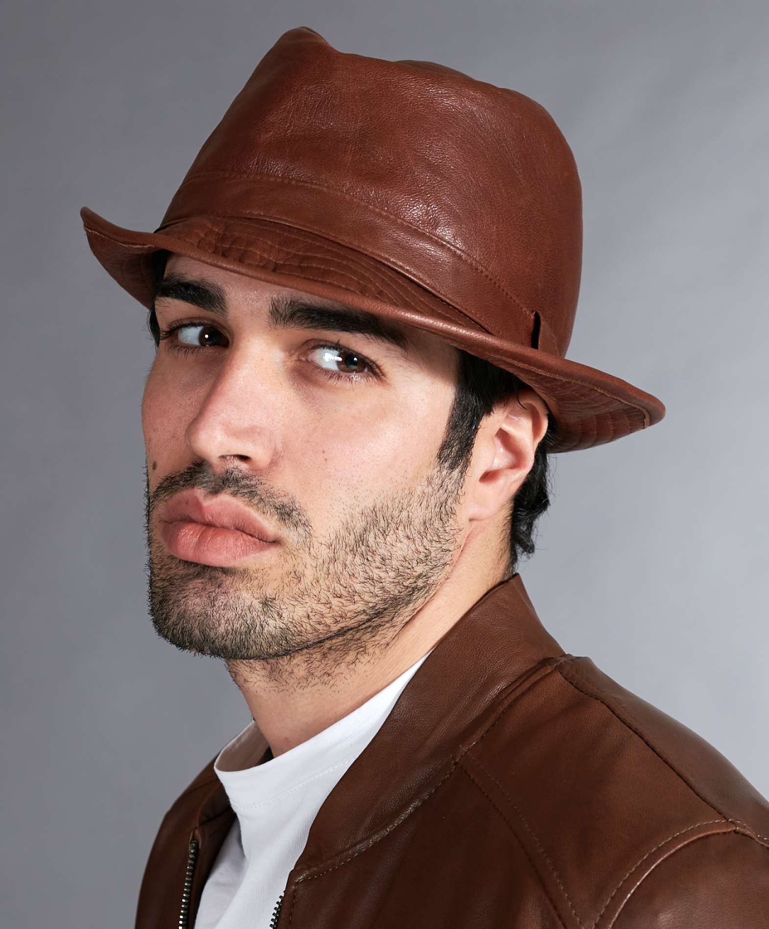 d'arienzo chapeau trilby cuir vintage marron pour homme chapeau borsalino , taille l (59cm), couleur, marron, unisex