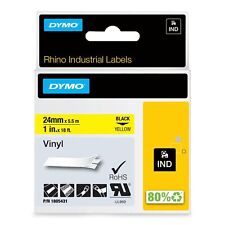 Dymo Rhino Industrial Vinyl Labels 24 Mm X 5.5 M Black Print On Yellow Sel