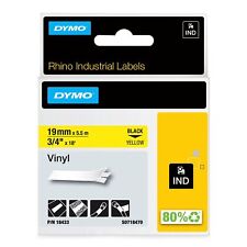 Dymo Rhino Industrial Vinyl Labels 19 Mm X 5.5 M Black Print On Yellow Sel