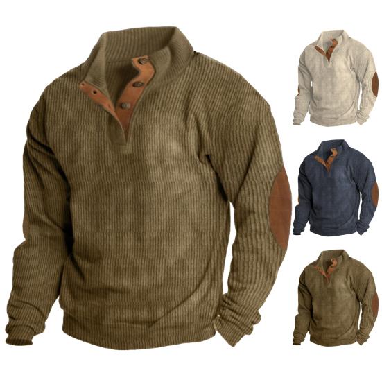 fashion choice pull homme rÃ©tro bouton patchwork classique polyvalent col montant automne hiver pull pull uomo