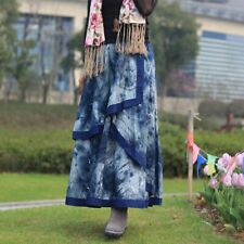 Femme Coton Lin Jupe Longue Imprimé Asymétrique Jupes Plage Ethnique Mode