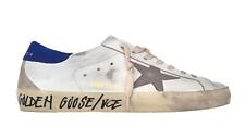 Golden Goose Sneakers Chaussures Homme Vintage Super Star 11554 Blanc, Bleu