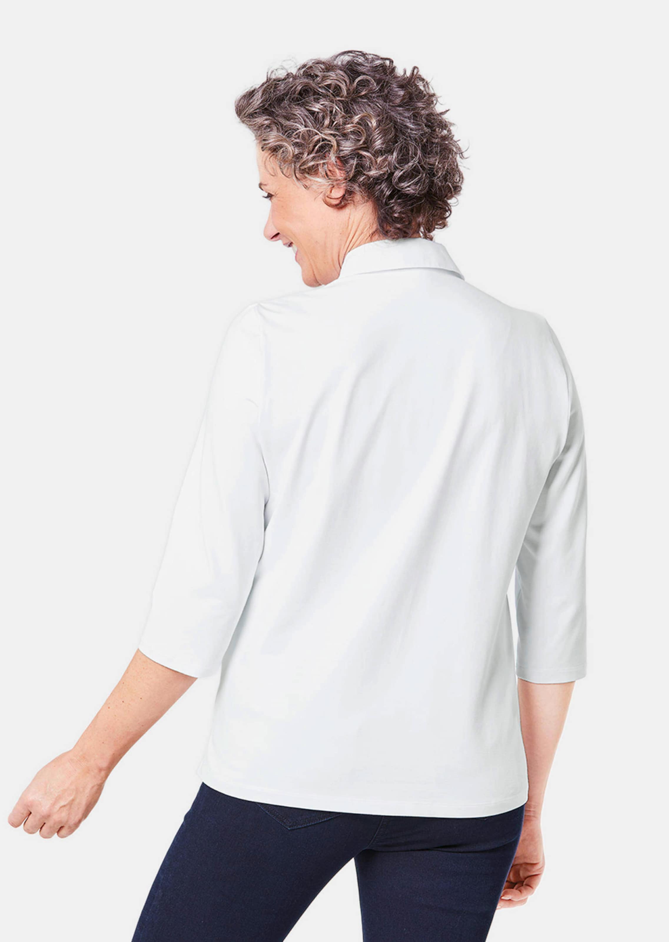 goldner fashion chemisier en jersey avec empiÃ¨cement en tissu dÃ©vorÃ© - blanc - gr. 46 de donna