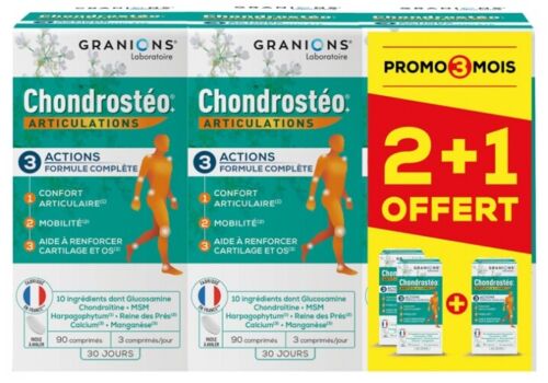 Granions Chondrosteo + Joints Batch Of 3 X 90 Tablets / Food Supplement