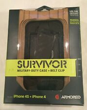 Griffin Survivor Iphone 4 & 4s Military-duty Case & Belt Clip, Black, New In Box