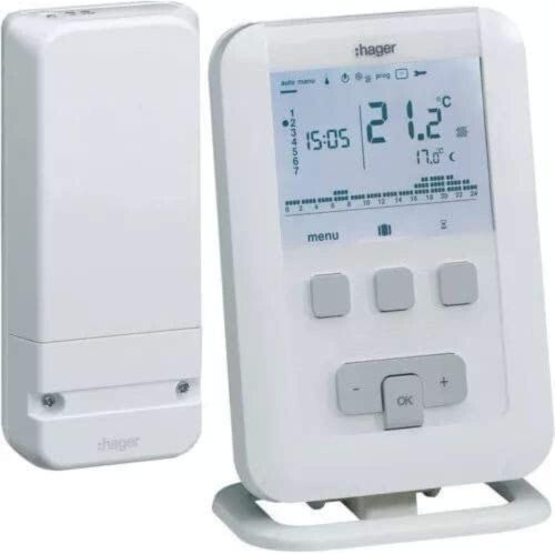 Hager Sistemas Ek520 Programmable Ambient Thermostat, Batteries