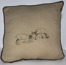 Hand Crafted Tan/brown Pillow Painted Deer (bucks) By Texas Artist Peggy Vincent