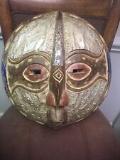 Handcrafted Collecitable Tribal Mask From Ghana With Metal Accents And Open Mout