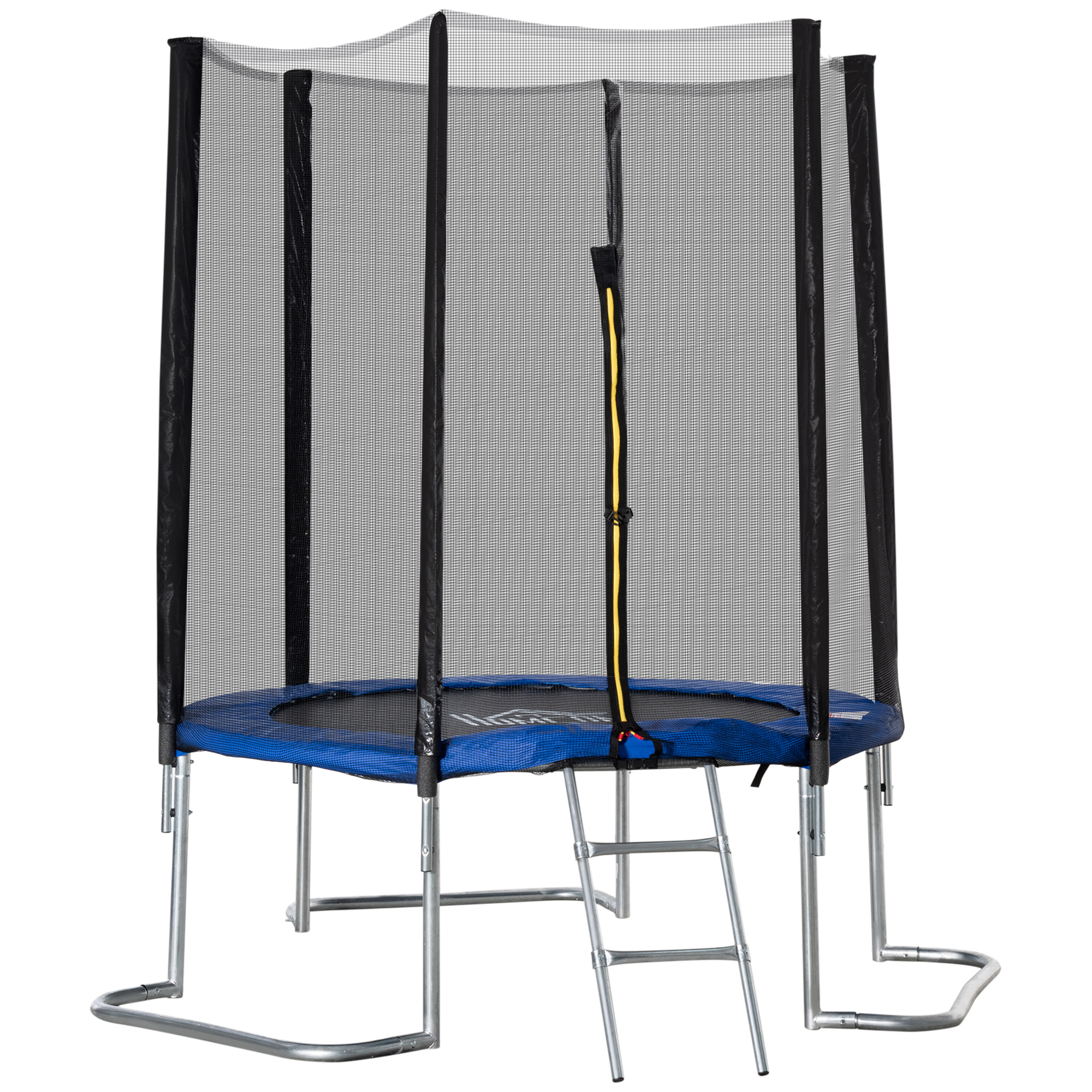 homcom trampoline pour enfant Ã˜ 223 cm avec filet de sÃ©curitÃ©, Ã©chelle et porte zippÃ©e - usage extÃ©rieur intÃ©rieur - bleu