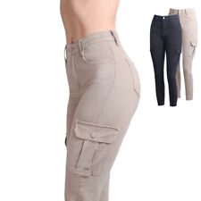 Jeans Pour Femmes Pantalon Cargo Haut Taille Stretch Push-up Coupe Skinny