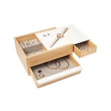 Jewelry Box Modern Organizer Hidden Compartment Drawer Accessories White Natural
