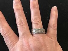 Jewelry In Candles Man's Ring (new) Silver W/checkerboard Design Size 13