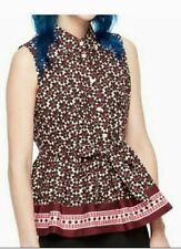 Kate Spade New York Nwt $178 Floral Tile Peplum Top In Rambling Roses Size M