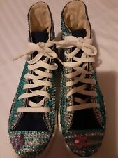 Kids Converse High Top All Star Kids Size 3 Rhinestones Blue And Silver. New