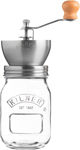 Kilner Coffee Grinder Set With Glass 0.5 Litre Screw Top Storage Jar