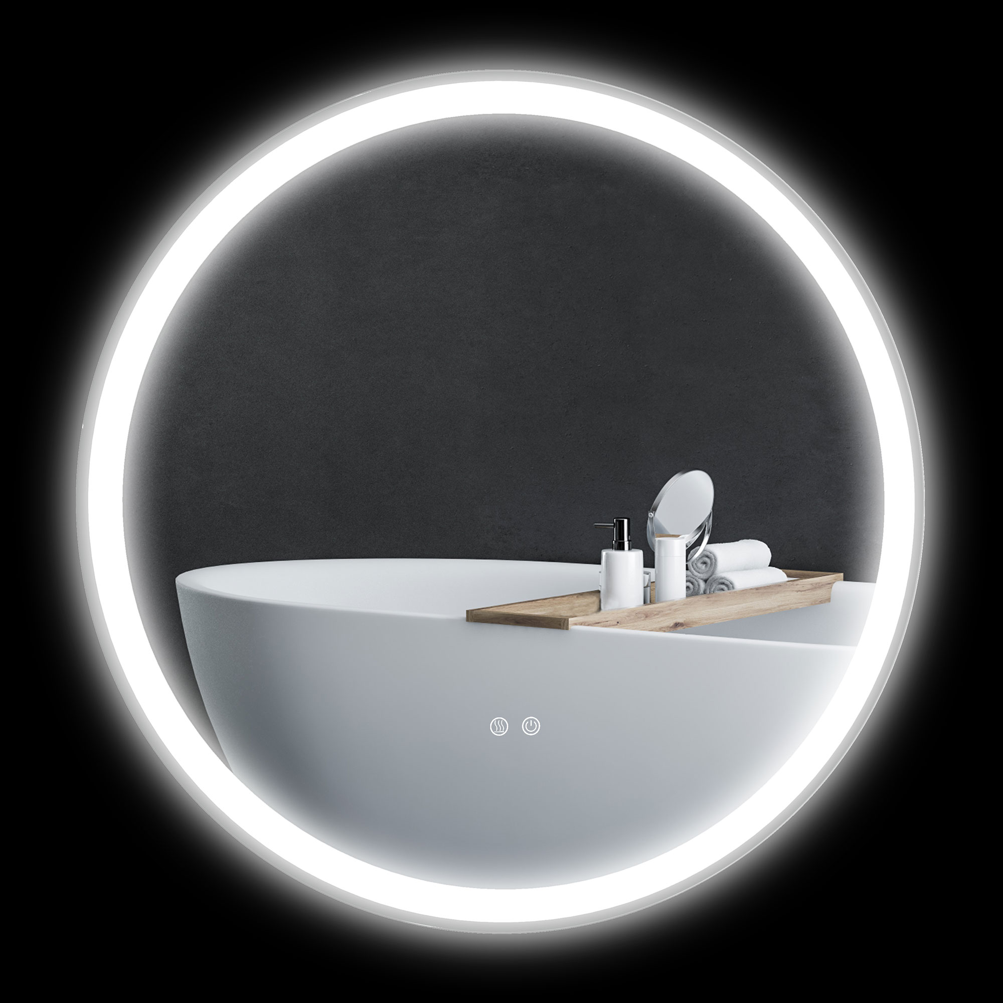 kleankin miroir rond lumineux led pour salle de bain Ã˜ 80 cm mural avec Ã©clairage 3 couleurs interrupteur tactile 46w blanc argent aosom france