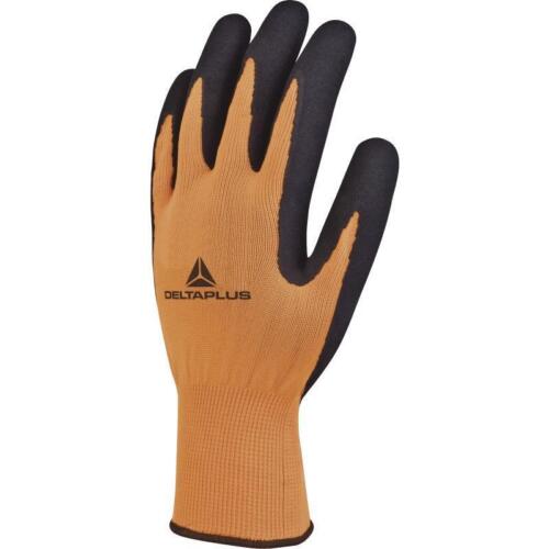 Knitted Glove Made Of Fluorescent Polyester With Latex Foam Palm Black An /t2uk