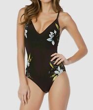 La Blanca Black Floral One-piece Swimsuit Women's Size 6 1087