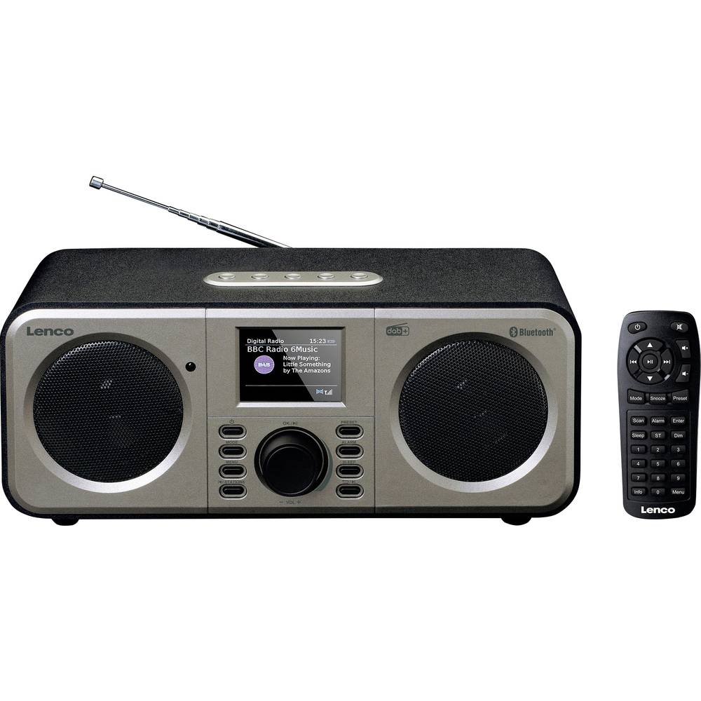 lenco dar-030 radio de table dab+, fm etooth fonction réveil gris-noir, blu