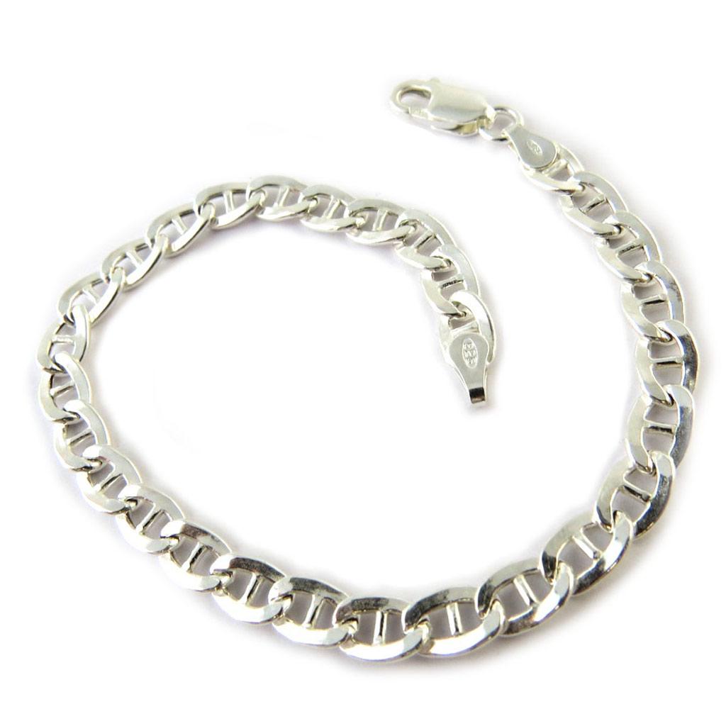 les trÃ©sors de lily [n7279] - bracelet argent 'maille marine' - 19. 5 cm 5 mm