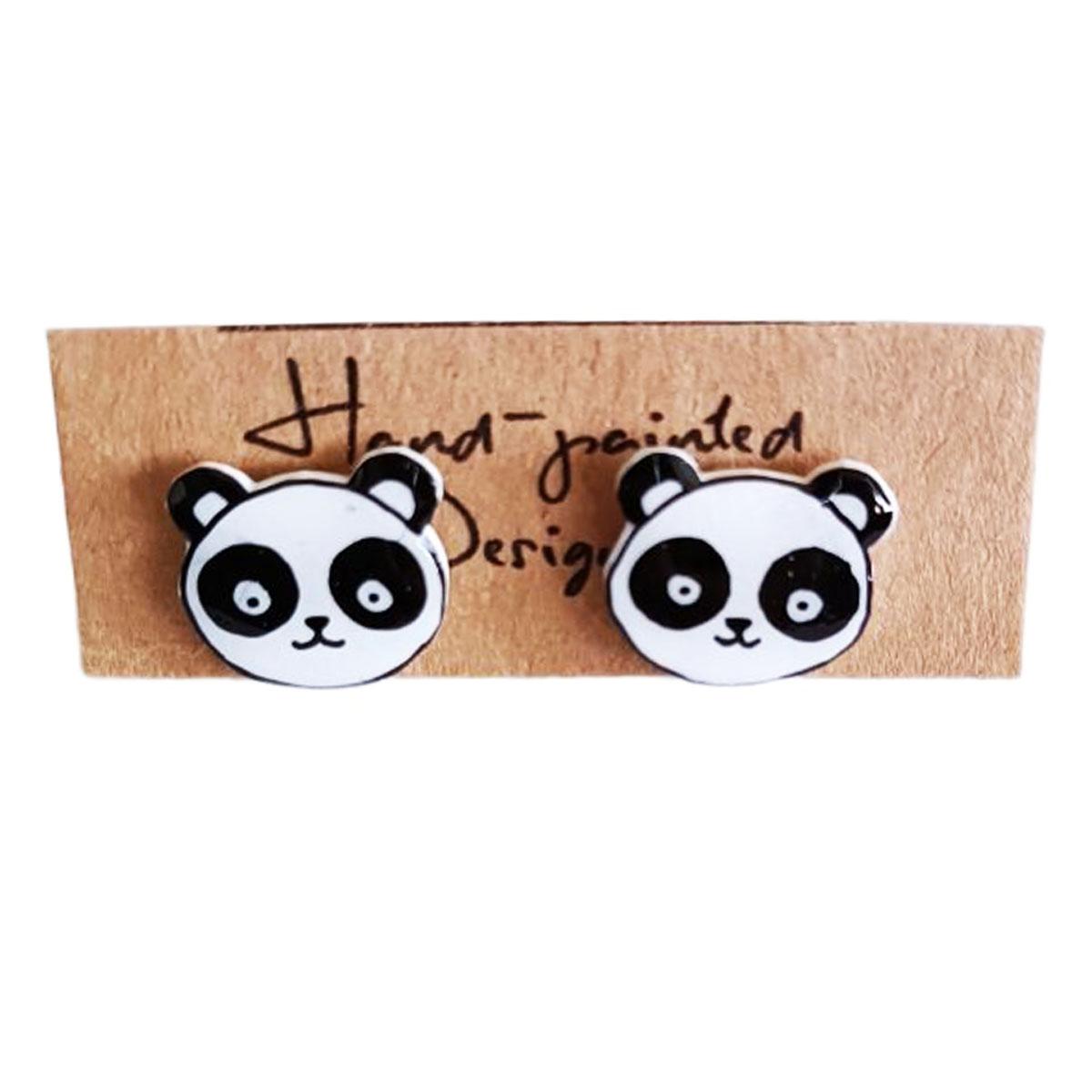 les trÃ©sors de lily [r7898] - boucles d'oreilles artisanales 'comptines' panda - 12 mm donna