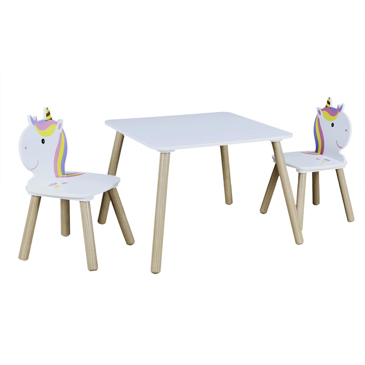 les trÃ©sors de lily [a2312] - ensemble table et 2 chaises enfant 'licorne my unicorn' blanc rose mauve - table 55x55x43 cm