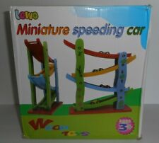 Lewo Miniature Speeding Car Wood Toys Wooden Big Ramp Small Racers Car 3+