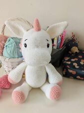 Licorne, Unicorn, Doudou Peluche Fait Main Au Crochet Neuf, En Laine