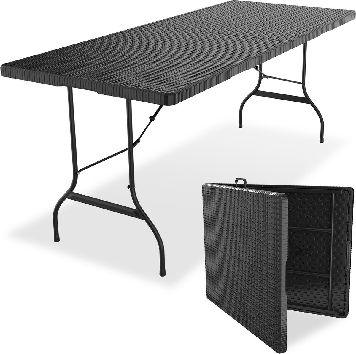 lifegoods table pliante - - 180 cm - table de camping - table pliante ajustable - 6 Ã  8 personnes - noir