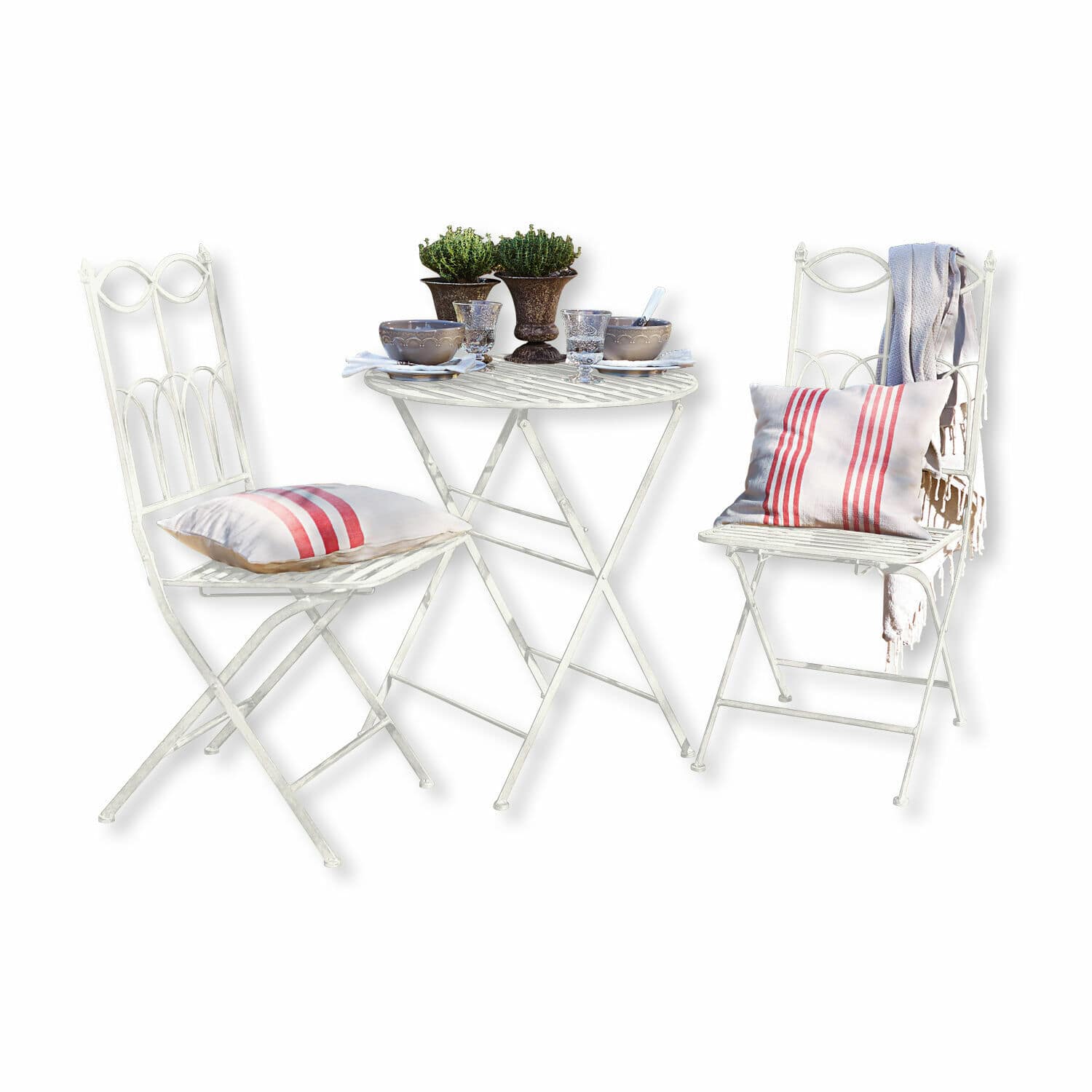 loberon ensemble table et chaises fieldbrook, blanc vieilli (41 x 50 x 92.5cm)