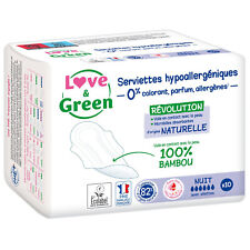 Lot De 3 - Love Green - Nuit Serviettes Hygiéniques Hypoallergéniques - Paquet D