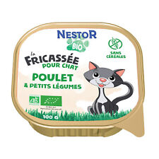 Lot De 4 - Nestor Bio - Pâtée Chat Adulte à La Fricassée De Poulet Et De Petits 