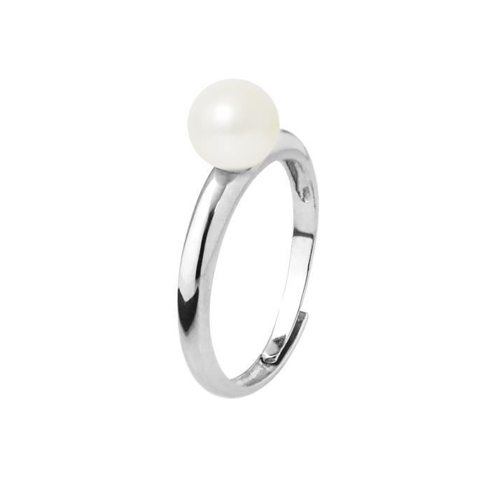 mes bijoux preferes perlinea - bague jonc vÃ©ritable perle de culture d'eau douce bouton 6-7 mm - blanc naturel - argent 925 milliÃ¨mes - bijou femme donna