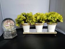 Mirrored Handcrafted White & Gold 4pc Flower Planters Set