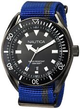 Nautica Men's 'portofino' Quartz Stainless Steel And Nylon Casual Watch, Color:b