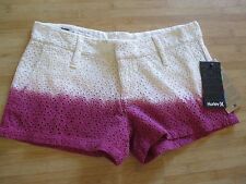 New Hurley 3 S Lace Shorts Pants Bottoms $50 Retail White Purple
