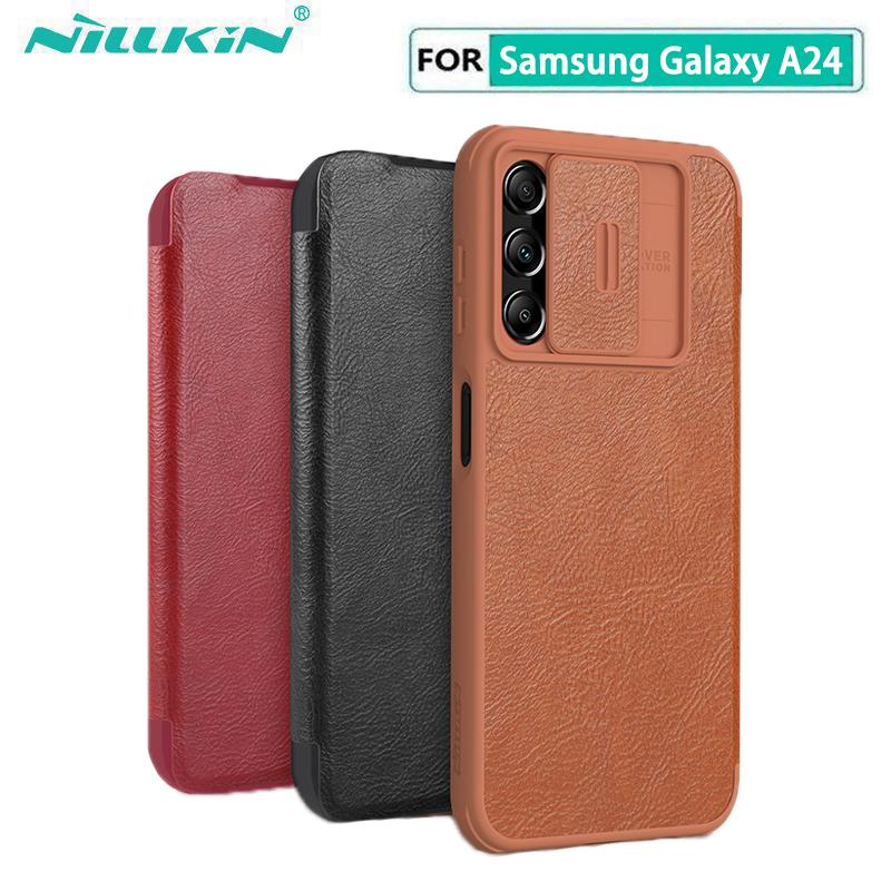 nillkin pour samsung galaxy a24 case qin pro camera protective cover pu leather flip case pour samsung a24 avec card pocket