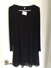 Nwt Eileen Fisher Stretch Silk/jersey Ballet Neck Double Layer Tunic Small