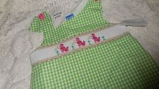 Nwt Kelly's Kids Green Gingham Smocked French Poodle Shift Dress Girl 5 6